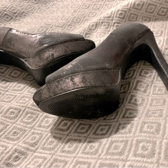 Metallic Pewter Peep Toe Heels - Picture 7 of 12